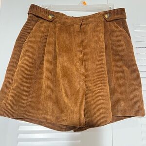 Zara Brown Curduroy Large Women Shorts